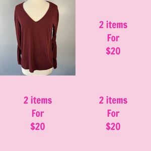 3/$30 Hello Nite! Womens Burgundy V Neck Long Sleeve Ruched Sleeves Size Small